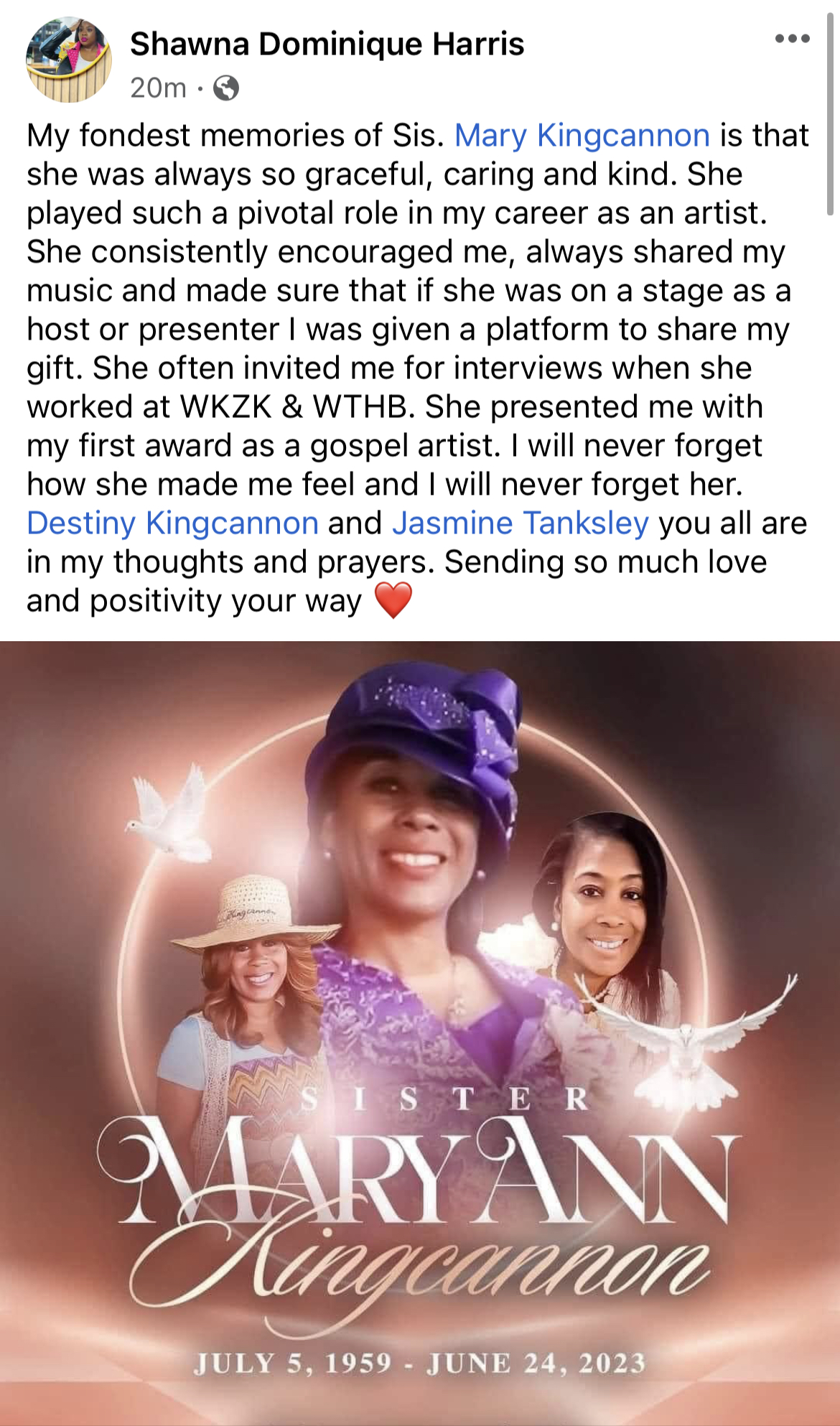 Tribute from Shawna Dominique Harris