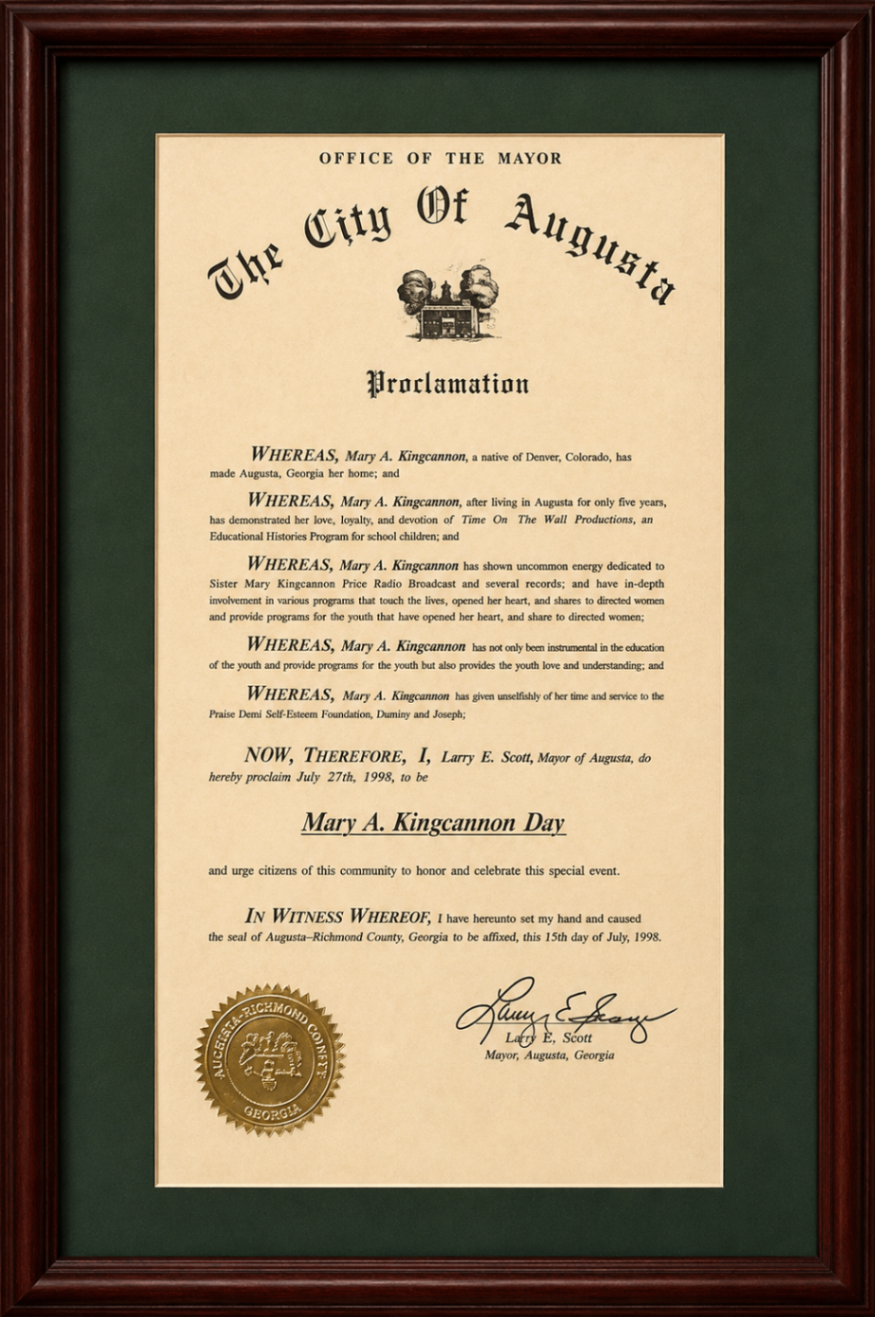 Mary A. Kingcannon Day Proclamation, 1998